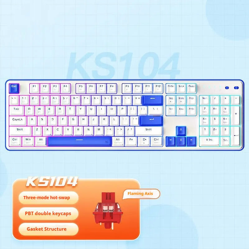 Red Dragon 104-key three-mode mechanical keyboard with RGB lighting and choice of mechanical switches