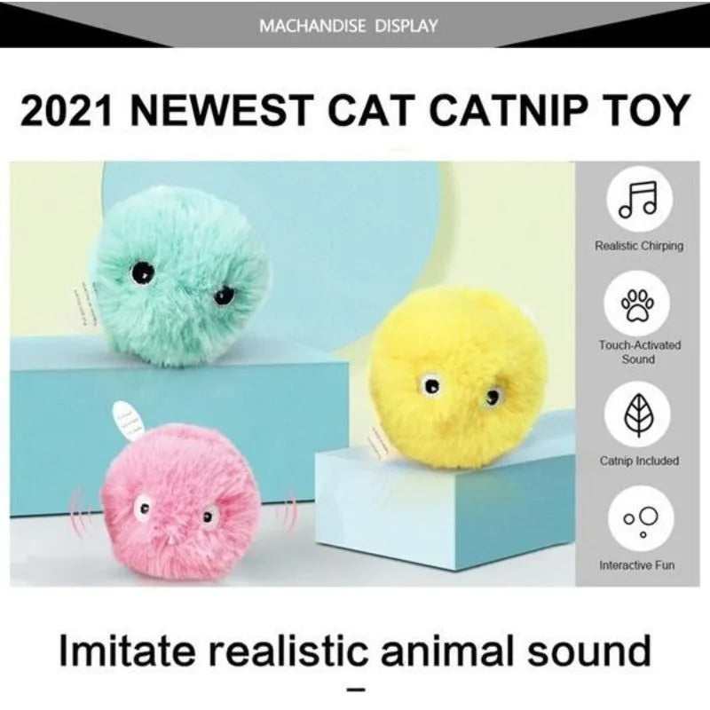 55mm interactive cat toy ball that makes animal sounds when touched by pets