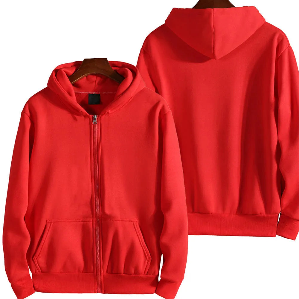 Men's loose fit solid colour sports zipper jacket in polyester spandex fabric