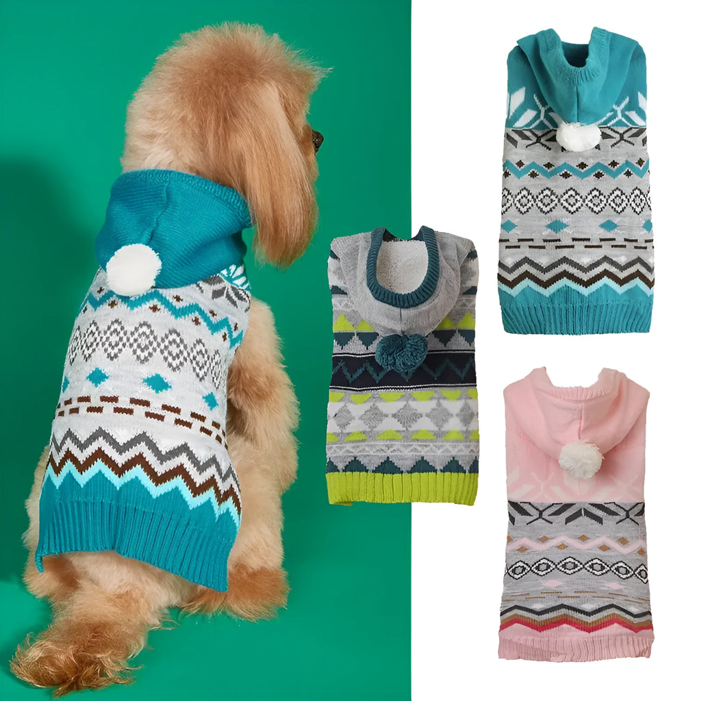 Diamond pattern pet sweater for dogs in acrylic knit material