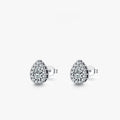 Women's sterling silver drop earrings with water drop shape and diamond treatment