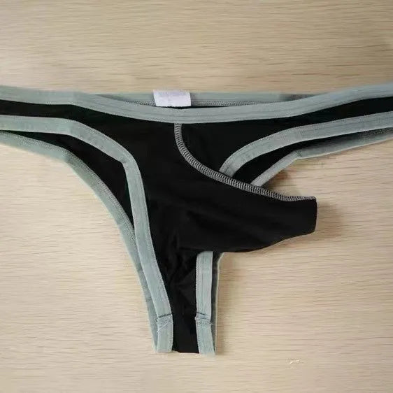 Men's Ice Silk nylon briefs with elephant nose design in multiple colour options on size chart