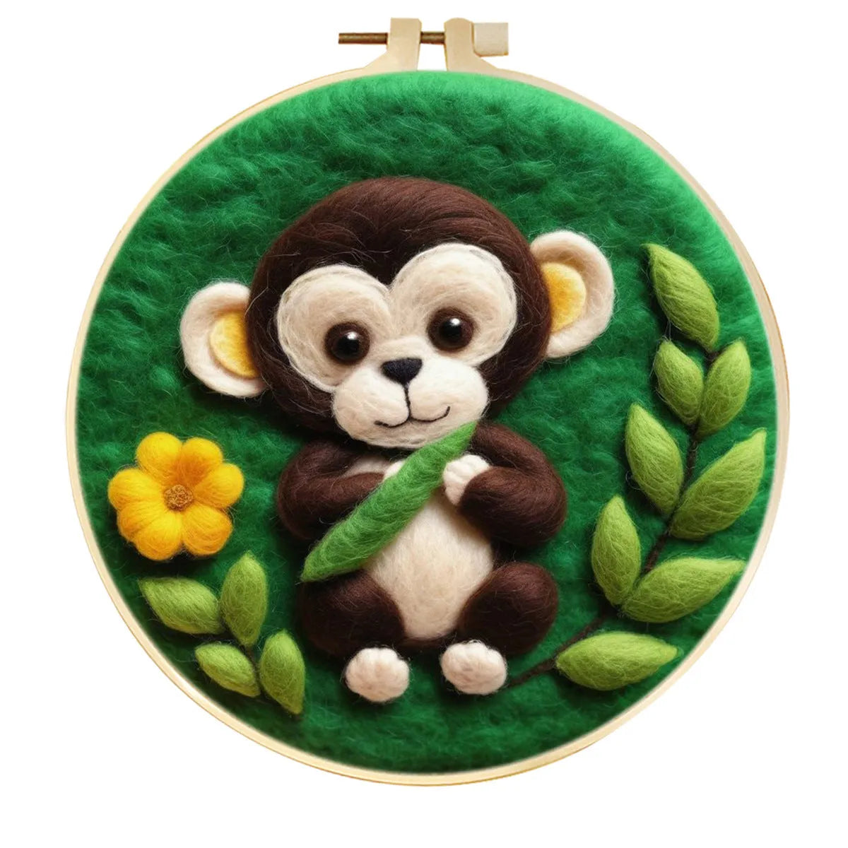 Round linen fabric embroidery kit with free hoop for making a 20x20 cm three-dimensional floral blanket painting.