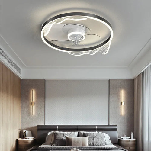 Modern Nordic ceiling lamp with iron body for children's rooms with integrated fan and LED lighting