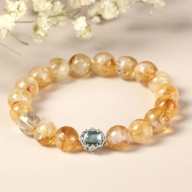 Crystal citrine bracelet with 10mm geometric stones and unisex design