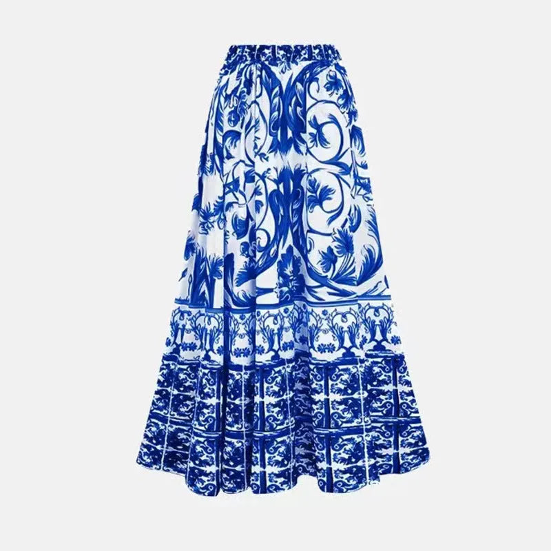Women's one-piece swimsuit with matching skirt set in polyester fabric available in multiple colours