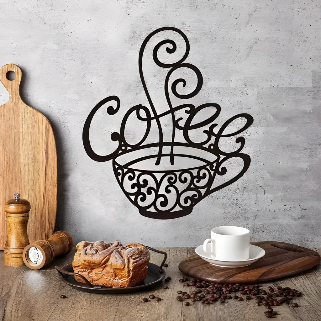 Black iron silhouette wall decoration with English letters design, 26x28 cm modern wall art