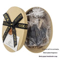 Handmade grape soap bars in black, green, and purple grape scents alongside litchi soap, with gift box and mesh bag packaging