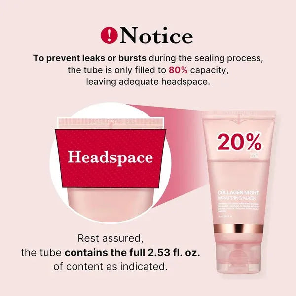 Collagen night face mask bottle with applicator brush for firming and hydration
