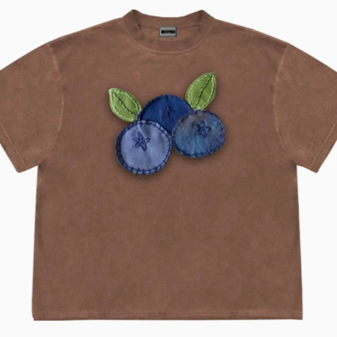 Loose fit short sleeve T-shirt with patchwork flower print in Ice Oxygen Cotton.