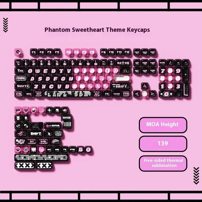 Sublimation printed cartoon pig party theme keycap set for mechanical keyboard.