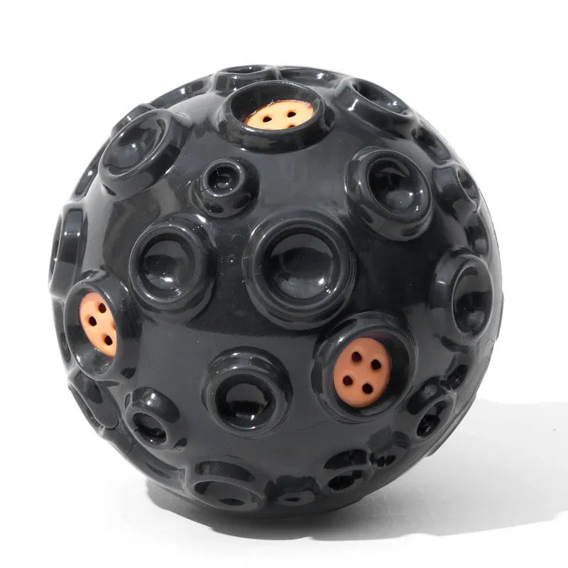Durable dog toy ball for aggressive chewers with squeaky sound in black, blue, green, orange or yellow