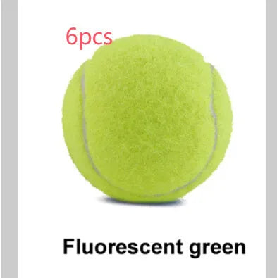 Colourful 6.3cm diameter rubber dog tennis ball toy in blue, green, pink, and red on a white background.