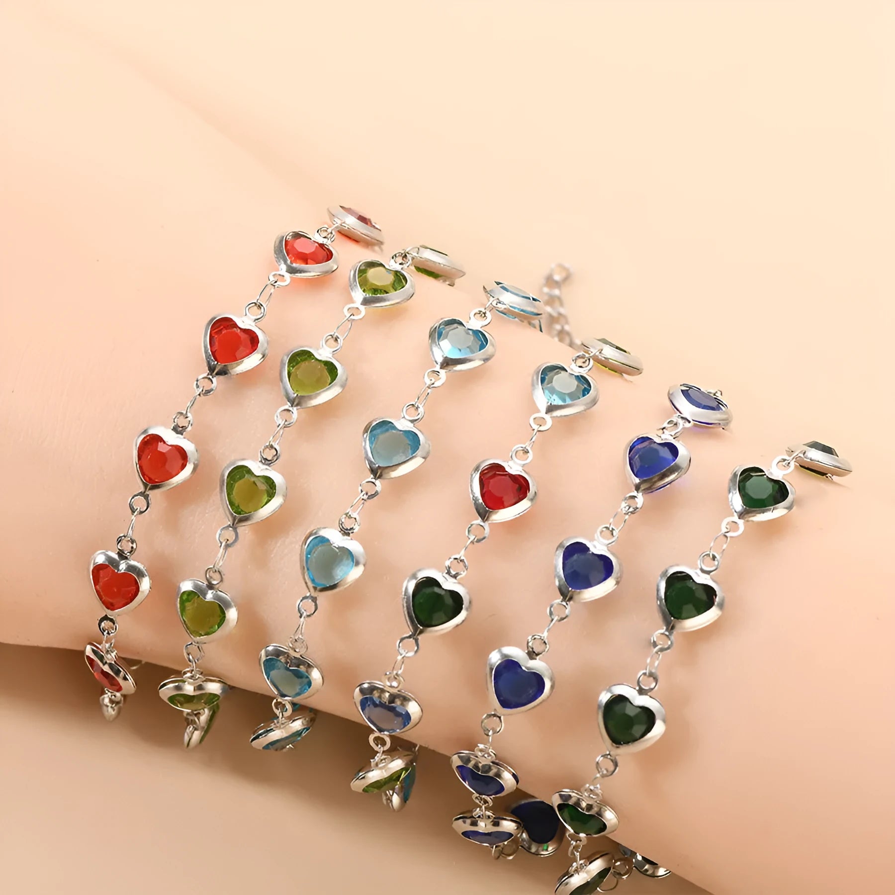 Devil's Eye geometric heart stainless steel bracelet with colourful electroplated finish.