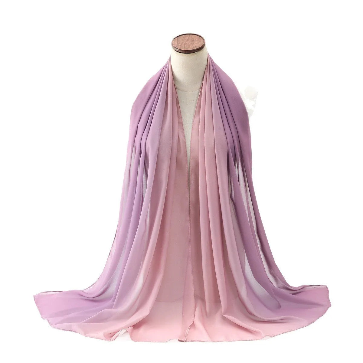 Long bubble towel texture chiffon scarf draped showing its length and colour.