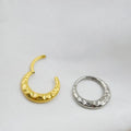 Titanium alloy nose ring with concave-convex carving design in gold or silver colour