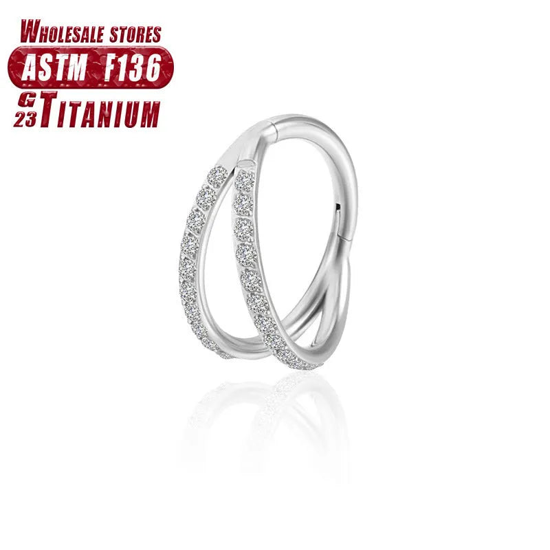 F136 titanium alloy fork nose ring body jewellery in silver, gold, black, and rose gold colours.