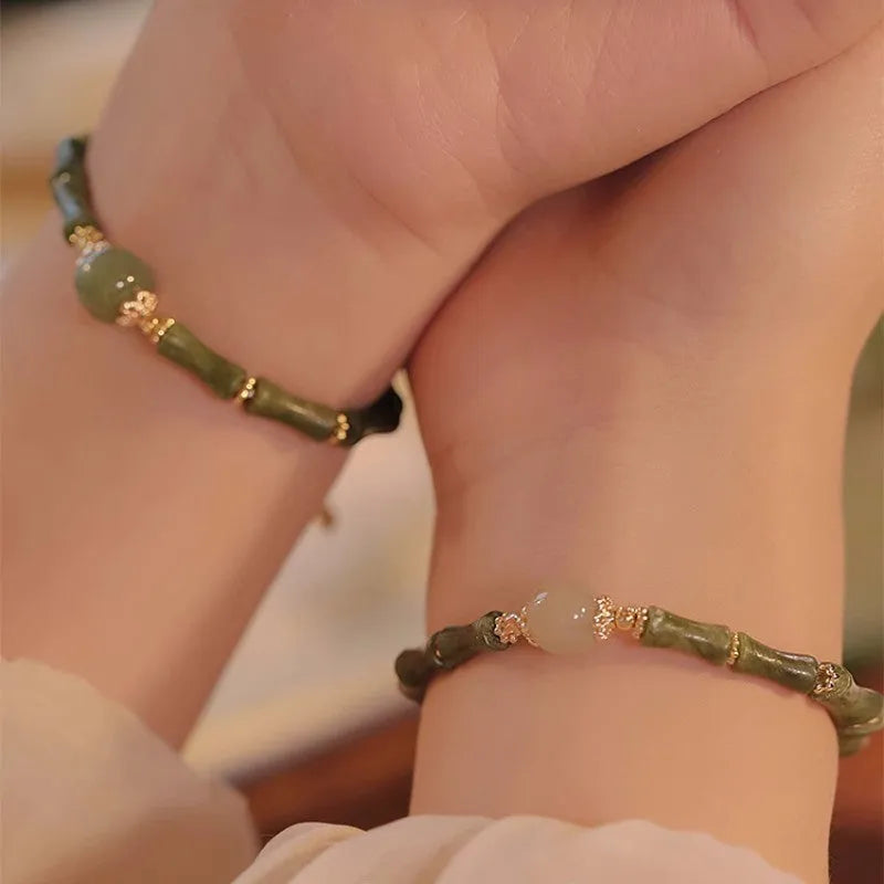 Women's geometric Hetian jade bracelet in dark green and light colour options