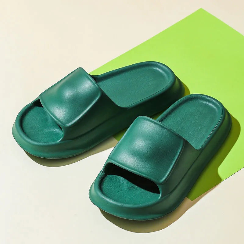 Soft EVA bathroom slippers with 3.5cm thick sole in seven colour options