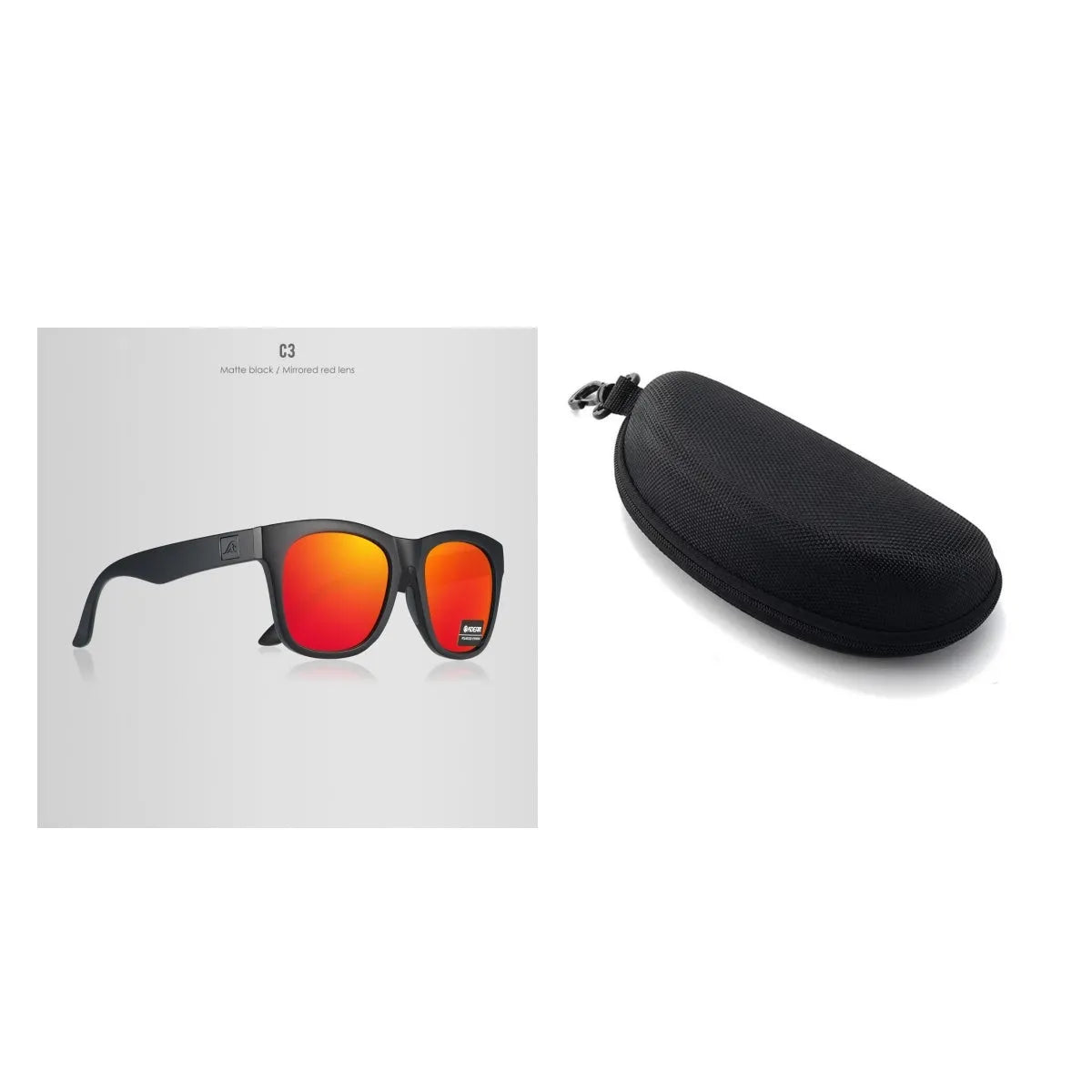 Polarised sunglasses with TAC lenses and PC frame for outdoor fishing and driving.