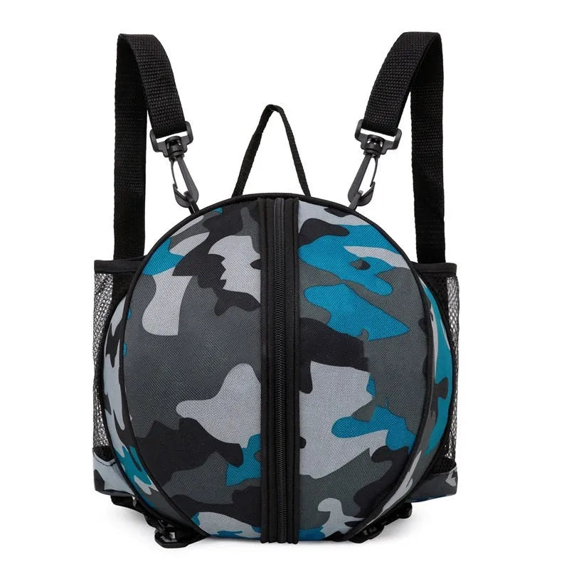 Oxford cloth basketball training bag in black, shown in one-shoulder and two-shoulder backpack styles