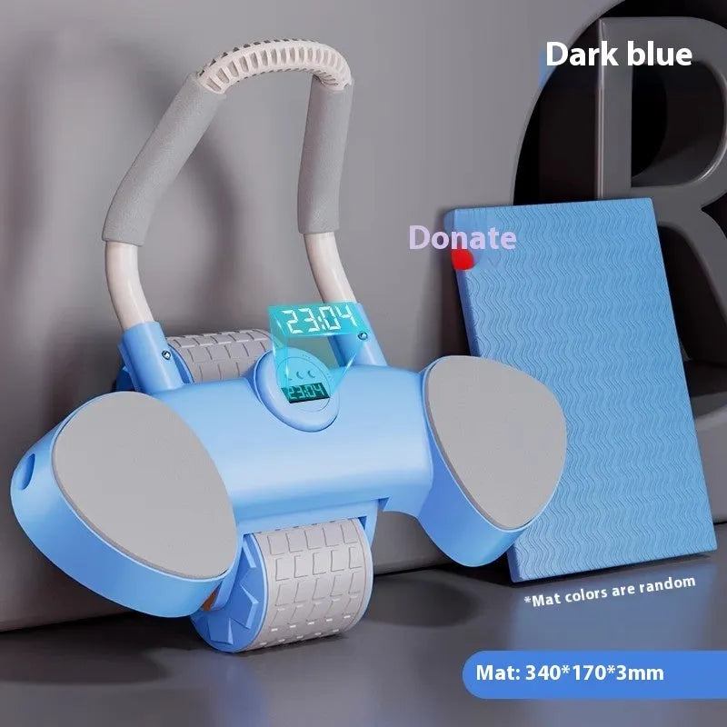 Abdominal wheel exercise equipment with automatic rebound mechanism and elbow support