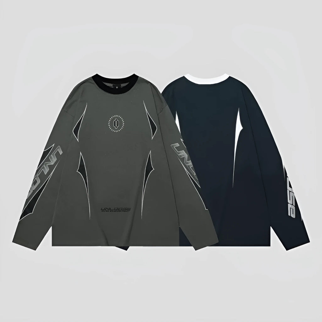 Grey khaki men's cotton sweatshirt with round neck, drop shoulders, and letter print.