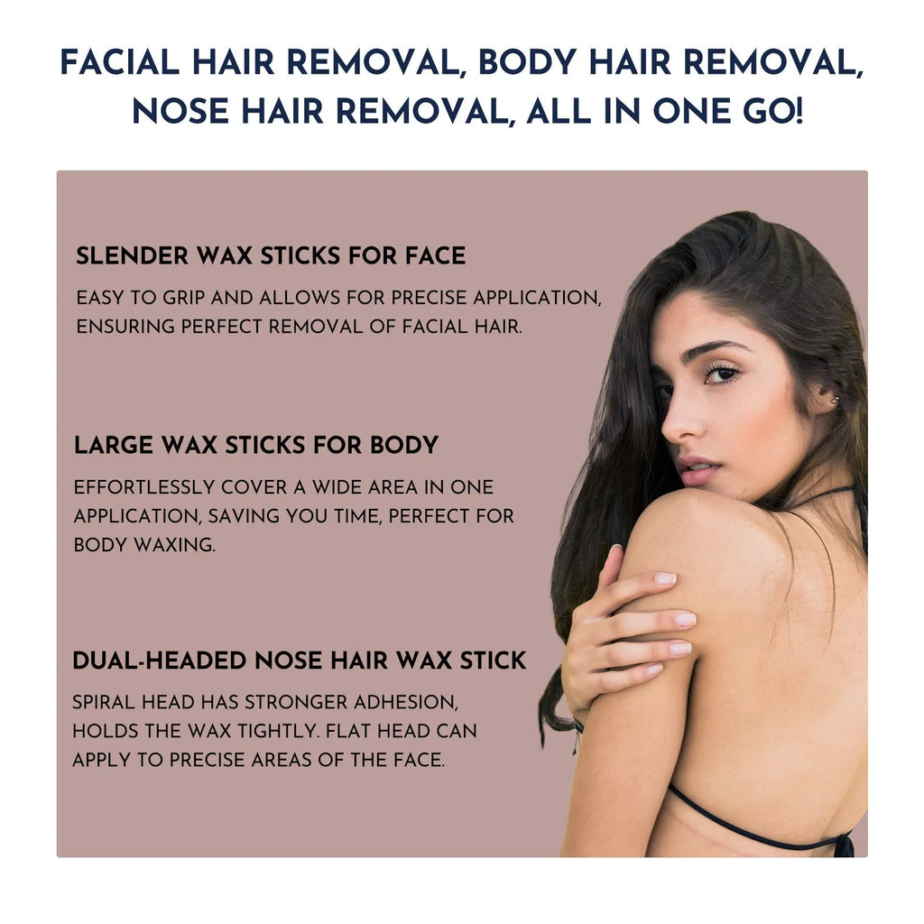 Professional waxing kit with five wax variants, warmer, tools and aftercare products
