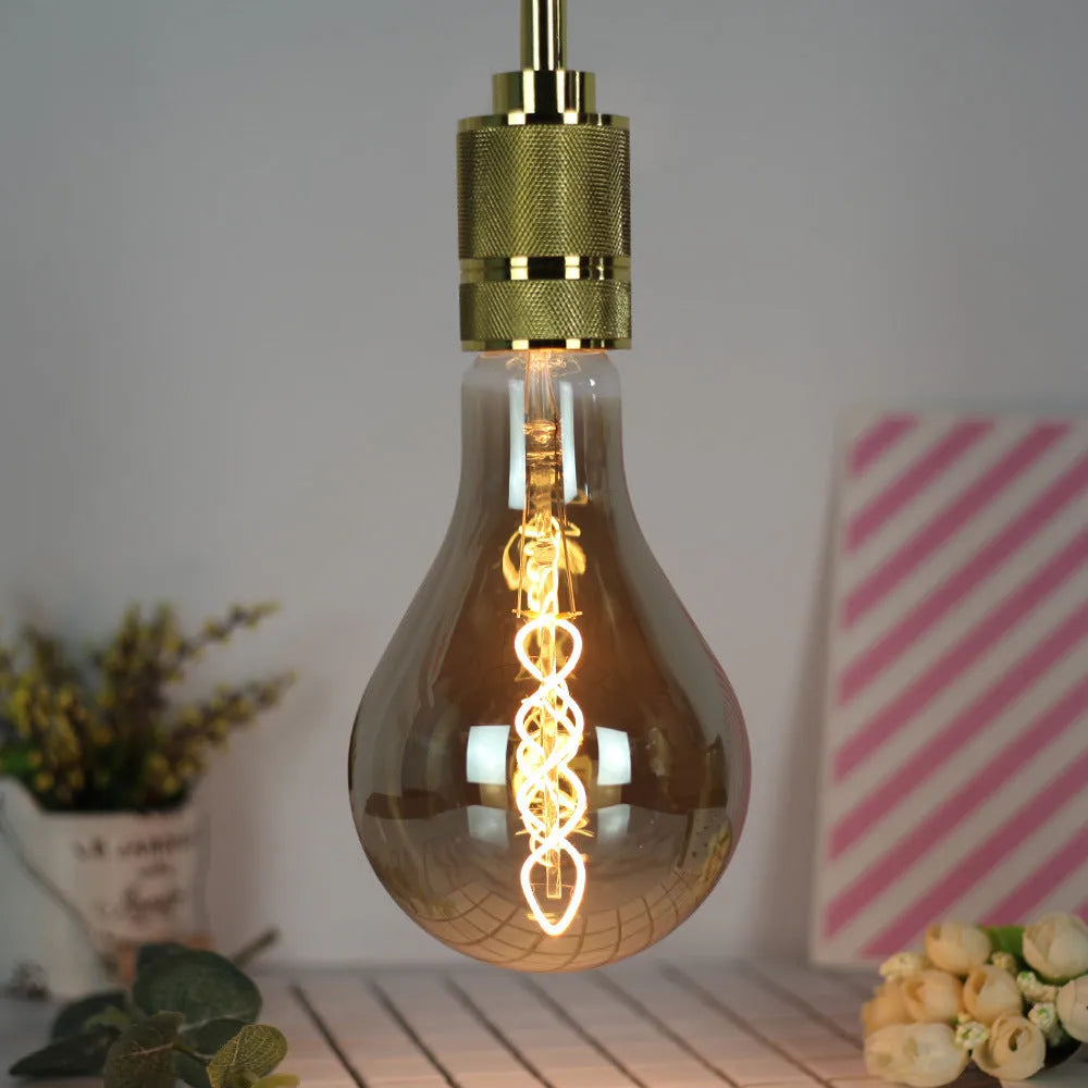 Double helix spiral LED soft light strip in gold or grey colour measuring 110mm by 200mm