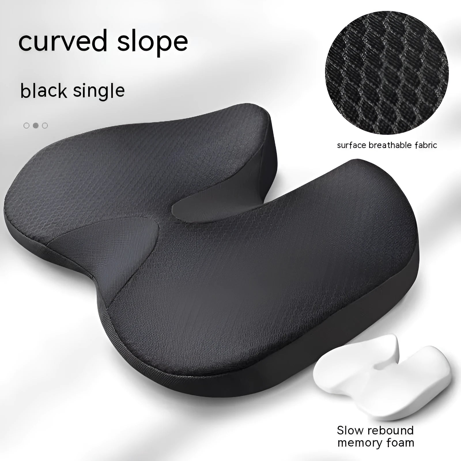 Curved bevel car seat cushion in beige colour with memory foam for tailbone support during driving
