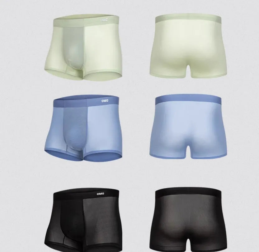 Men's lightweight seamless antibacterial sports underwear in black, shown flat.