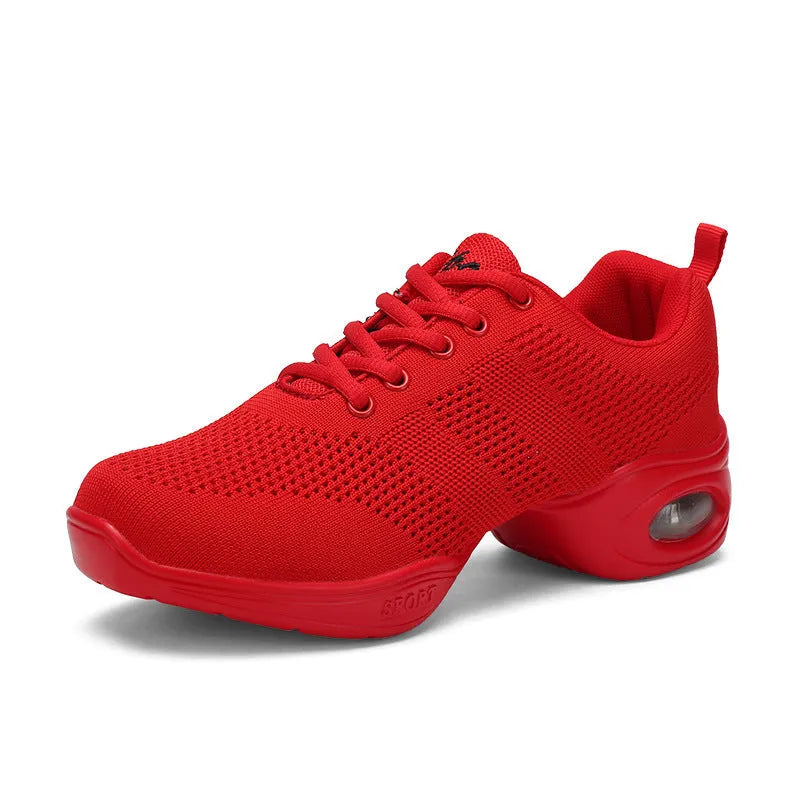 Women's white breathable dance shoes with mesh upper and lightweight PU sole for summer athletic wear