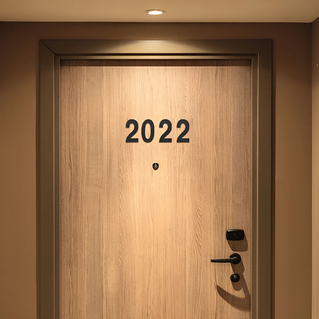 Black stainless steel sticky digital house number 7.5cm waterproof outdoor sign