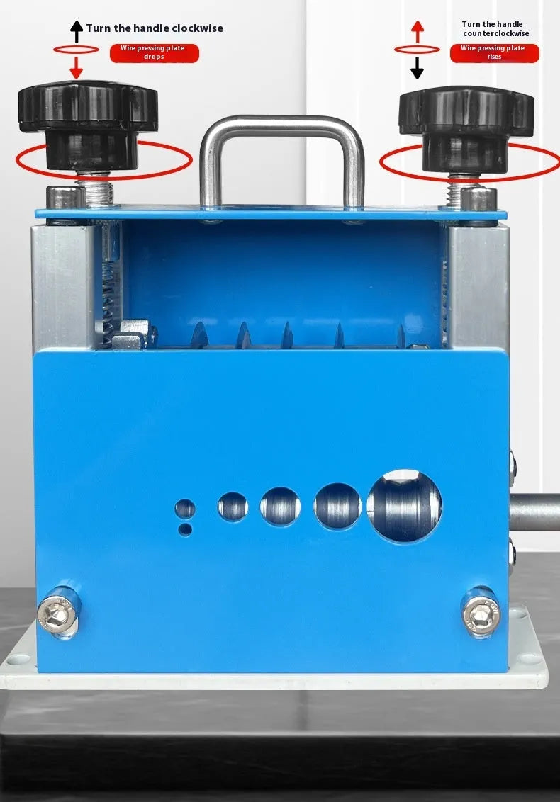 SD-017 manual wire stripping machine showing compact design for 0.5-17mm wire diameters