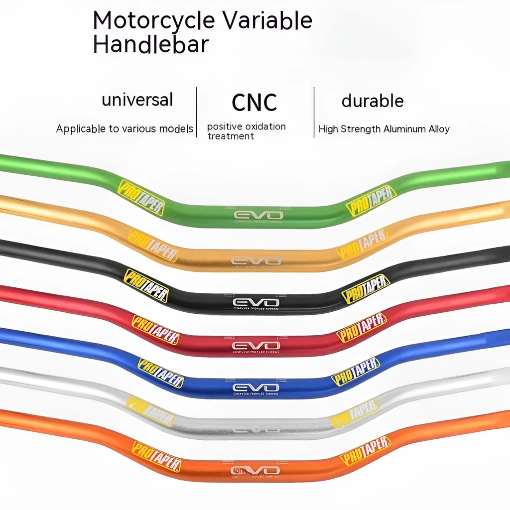 Aluminium alloy scrambling motorcycle handlebar with orange EVO handle section, 28mm diameter.