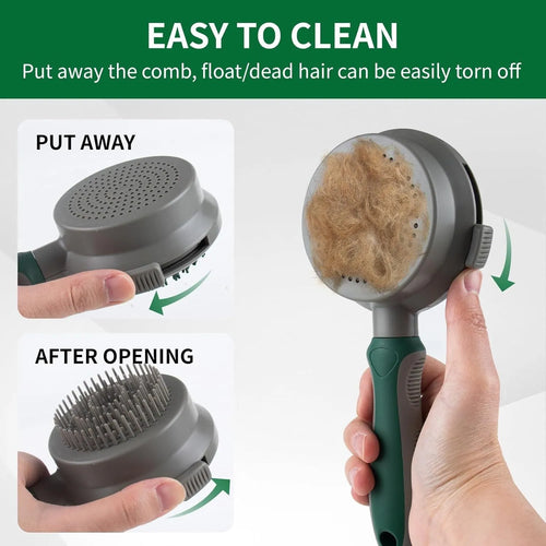 Green and pink 2in1 silicone pet brush showing slicker brush side and octopus-teeth massager side