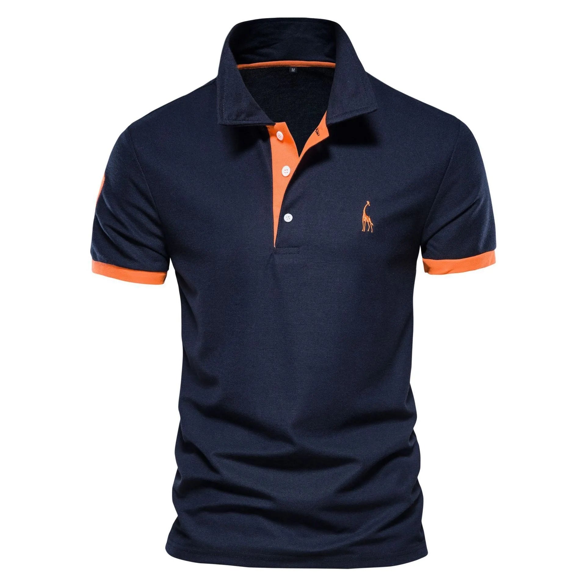 Men's slim fit grey T-shirt with a detailed deer embroidery design on the chest.