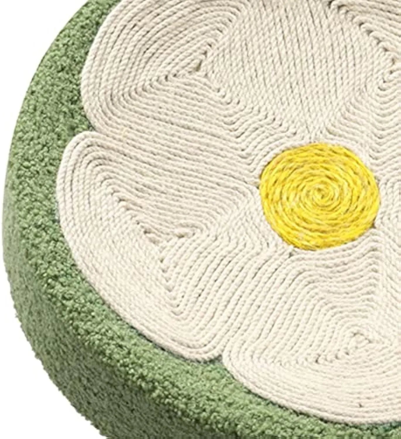 Green round cat scratcher bowl bed with sisal scratching surface measuring 39cm diameter