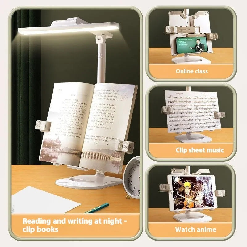 Adjustable reading bookshelf table lamp with three colour temperature settings and dual power modes