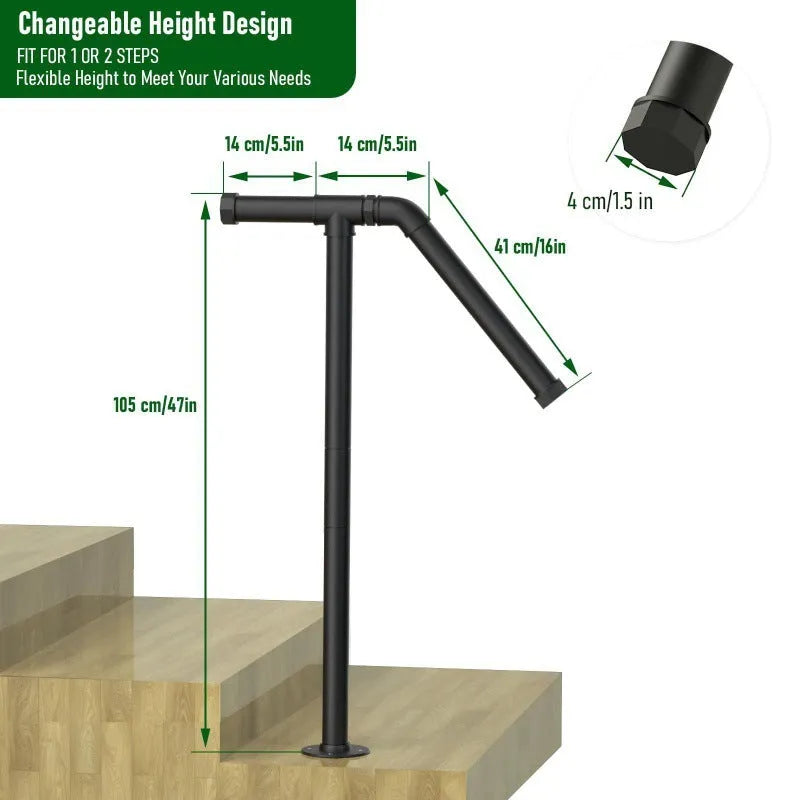 Black metal ladder support bracket for minimalist American-style staircases
