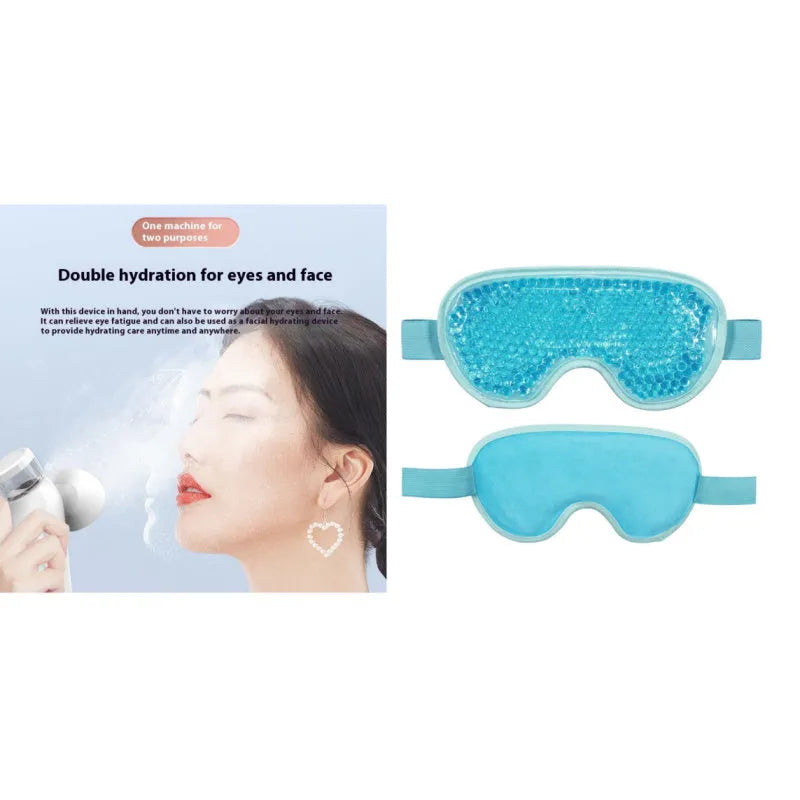 White portable rechargeable eye compress and atomiser device with included eye mask