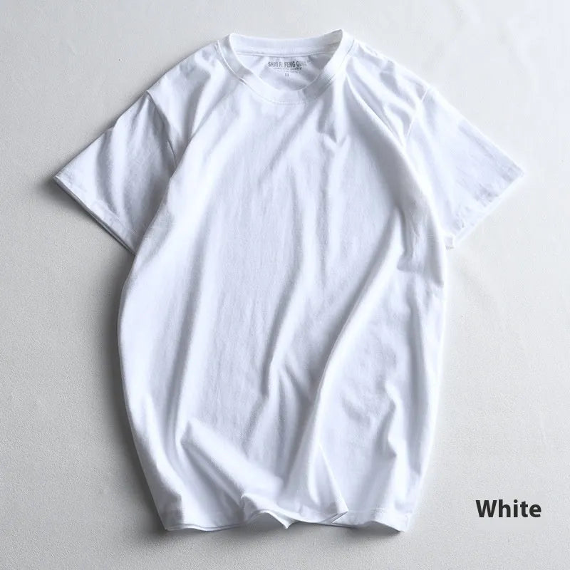 Men's solid colour cotton T-shirt with round neck and short sleeves in multiple colour options