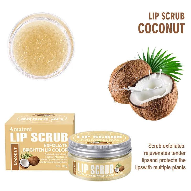 30g fruit flavour lip scrub cream in coconut, raspberry, vanilla, and watermelon options
