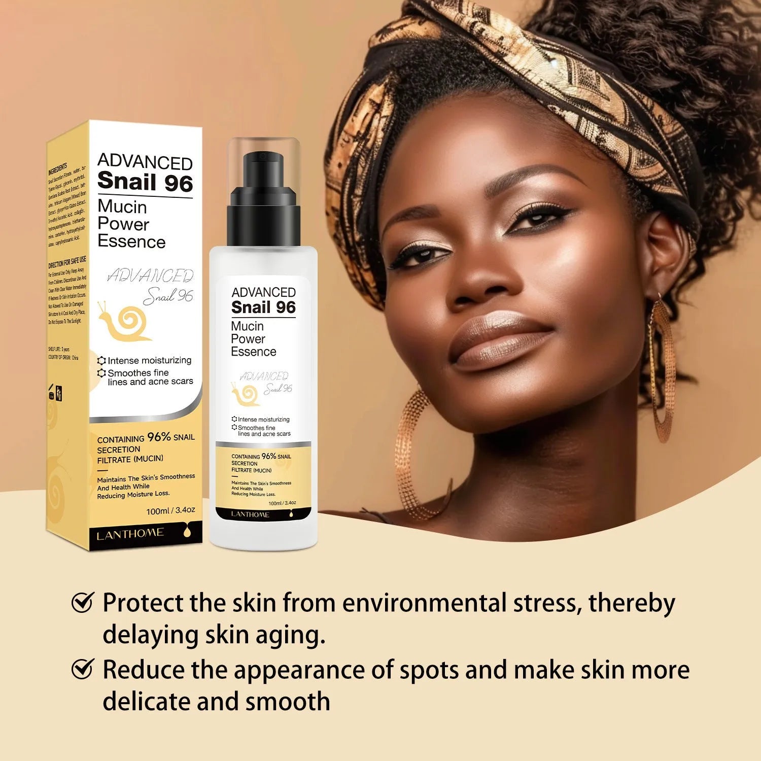 100ml bottle of snail serum moisturising essence for universal skin types
