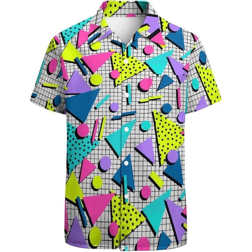 Men's short sleeve camo pattern casual shirt in slim fit with polyester construction