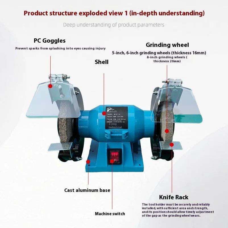 5-inch desktop metal polishing machine for knife sharpening with US electrical plug