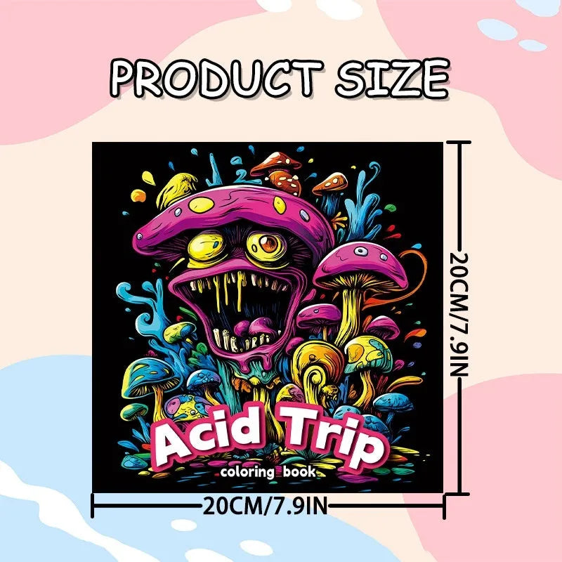 Acid tour colour painting book with 200mm length, open to show blank paper pages.