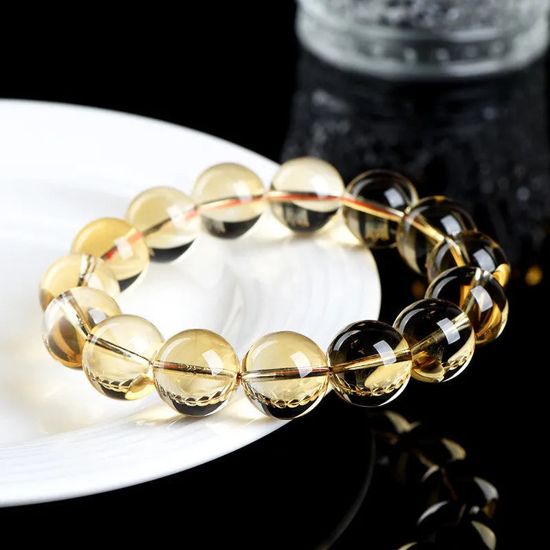 Natural citrine scattered beads ball bracelet showing polished surface and bead arrangement
