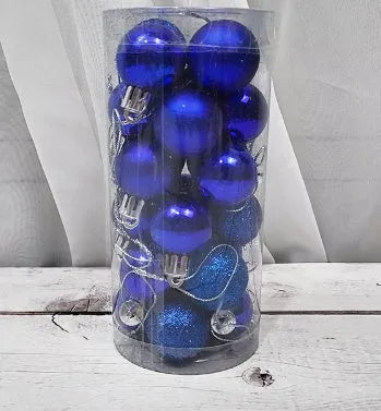 3cm diameter plastic Christmas baubles with shiny matte electroplated finish in multiple colours