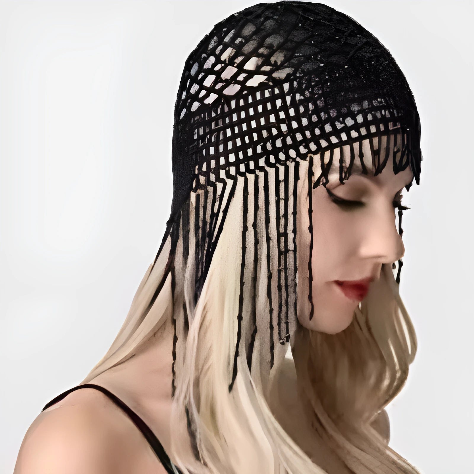 Belly dance headwear hair ornament with beaded alloy construction and long tassels
